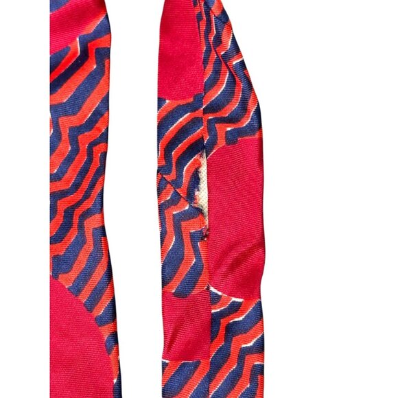 1970s Lucien Piccard silk tie red blue MOD - Picture 5 of 5